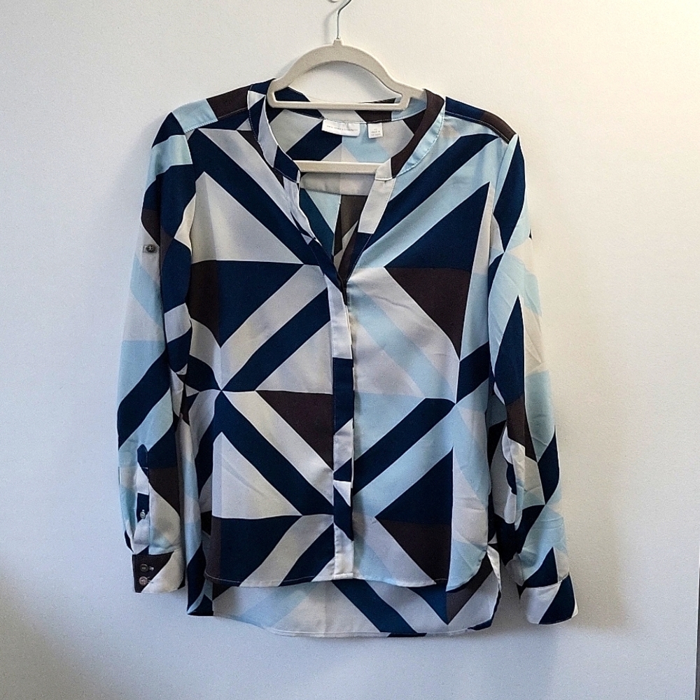 Geometric button- down top